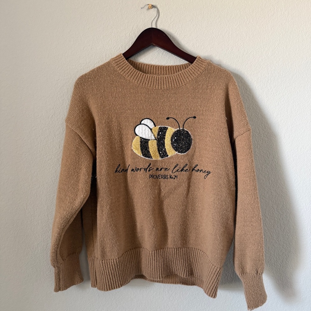 Love In Faith | Bee Embroidered Sweater